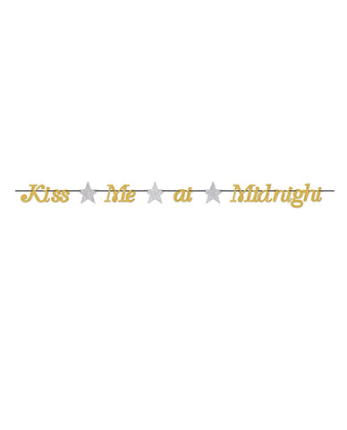 New Year's Kiss Me At Midnight Streamer - Gold-silver