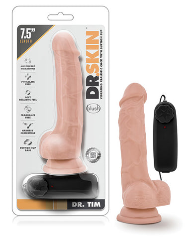 Blush Dr. Skin Dr. Tim 7.5" Cock W-suction Cup - Vanilla