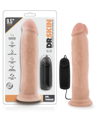 Blush Dr. Skin Dr. Throb 9.5" Cock W-suction Cup - Vanilla