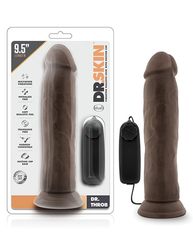 Blush Dr. Skin Dr. Throb 9.5" Cock W-suction Cup - Chocolate