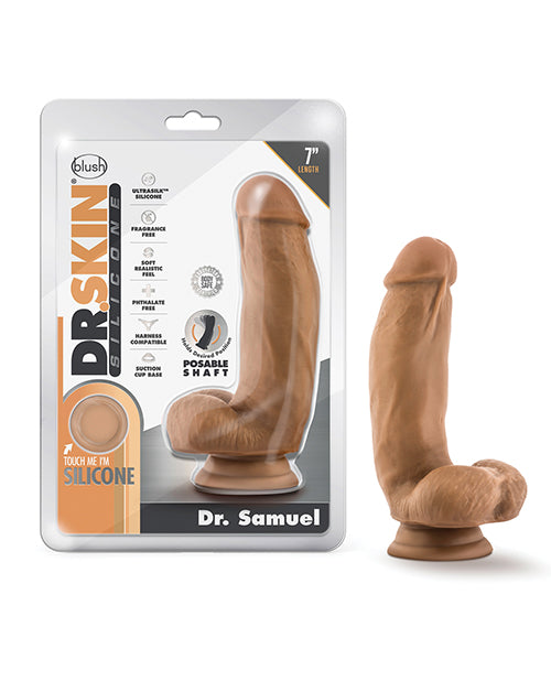 Blush Dr. Skin Silicone Dr. Samuel 7" Dildo W-balls - Mocha