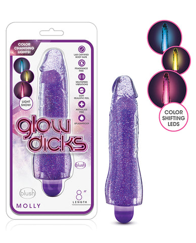 Blush Glow Dicks Glitter Vibrator Molly - Purple