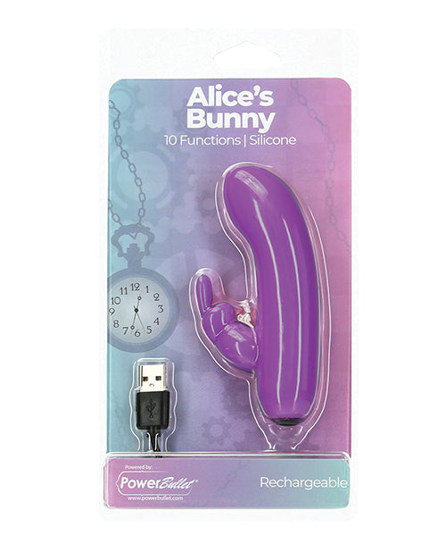 Alice's Bunny Rechargeable Bullet W-rabbit Sleeve - 10 Functions Purple