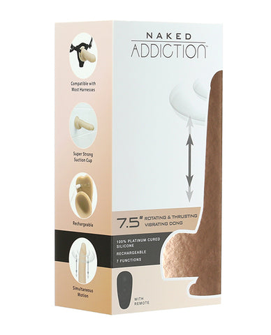 Naked Addiction The Freak 7.5" Rotating & Thrusting Vibrating Dong - Ivory