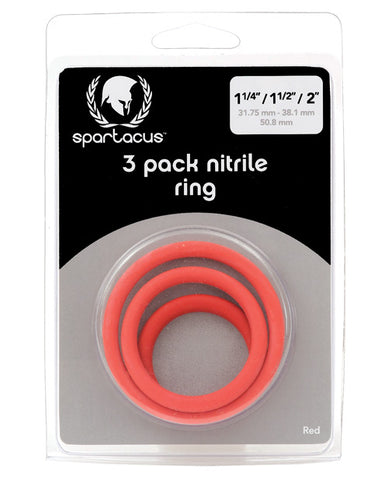 Spartacus Nitrile Cock  Ring Set - Red Pack Of 3