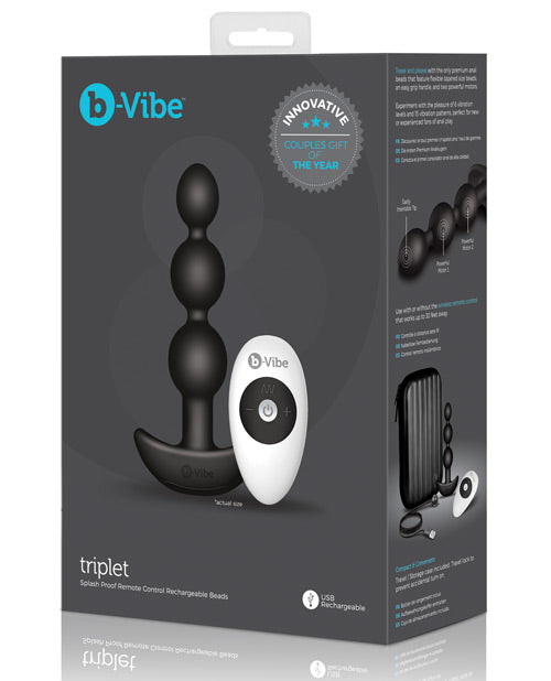 B-vibe Remote Triplet Anal Beads - Black