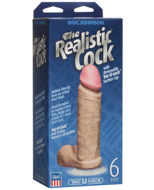6" Realistic Cock W-balls - White