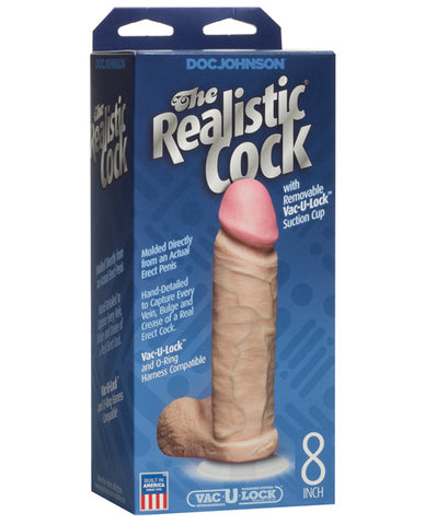 8" Realistic Cock W-balls - White