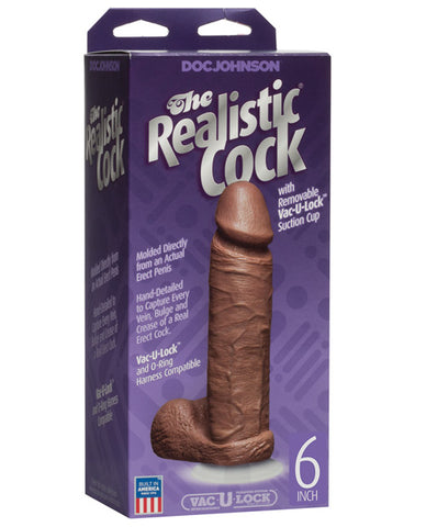 6" Realistic Cock W-balls - Brown