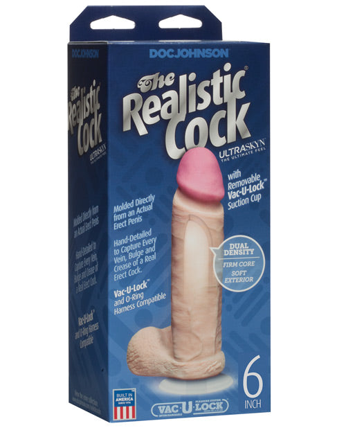 Realistic 6" Ultraskyn Cock W-balls - White