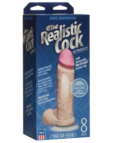 Realistic 8" Ultraskyn Cock W-balls - White