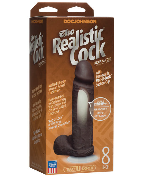 Realistic 8" Ultraskyn Cock W-balls - Black