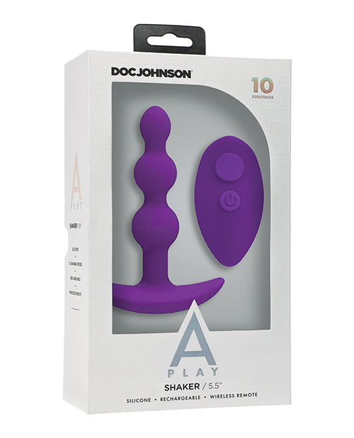 A Play Shaker Rechargeable Silicone Anal Plug W-remote - Purple