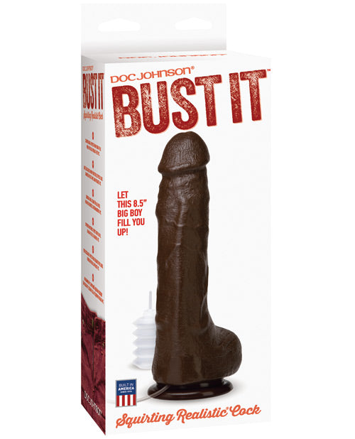Bust It Squirting Realistic Cock W-1 Oz Nut Butter - Black