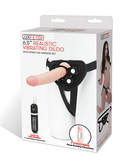 Lux Fetish 6.5" Realistic Vibrating Dildo W-strap On Harness Set