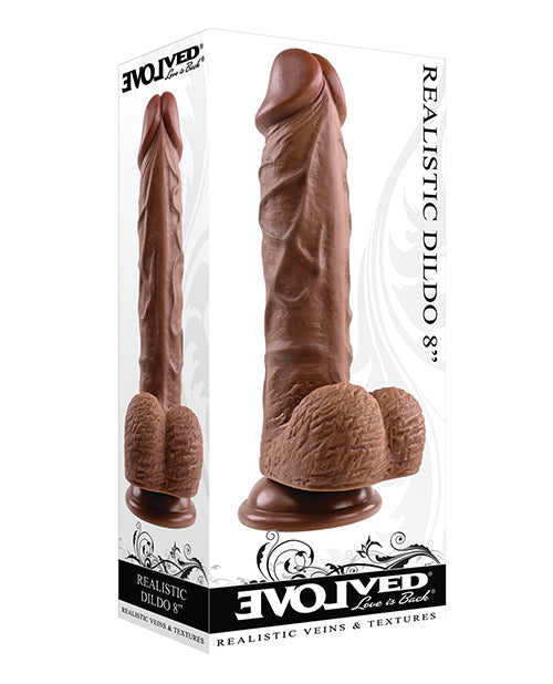 Evolved 8" Realistic Dildo W-balls - Dark