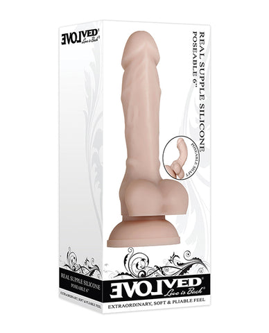 Evolved Real Supple 6" Silicone Poseable Dildo Non Vibrating - Light