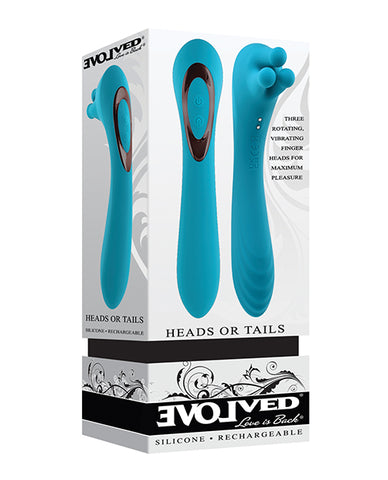 Evolved Heads Or Tails Rechargeable Vibrator - Teal