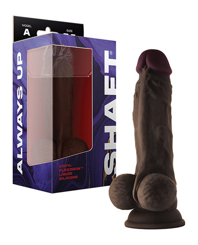 Shaft Model A Flexskin Liquid Silicone 7.5" Dong W-balls - Mahogany