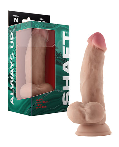 Shaft Model N Flexskin Liquid Silicone 7.5" Side Curve Dong W-balls - Pine