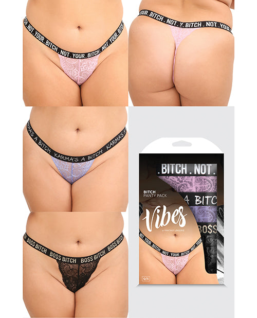 Vibes Bitch 3 Pack Lace Panty Assorted Colors Qn