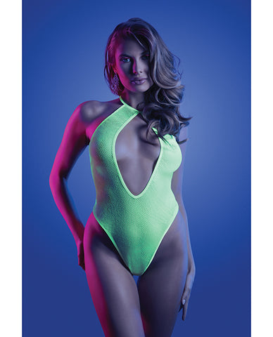 Glow Nocturnal Halter Teddy Neon Chartreuse L/xl