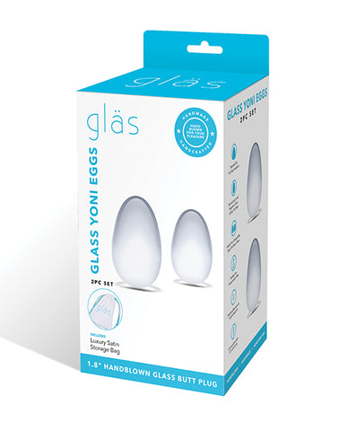 Glas 2 Pc Glass Yoni Eggs Set - Clear