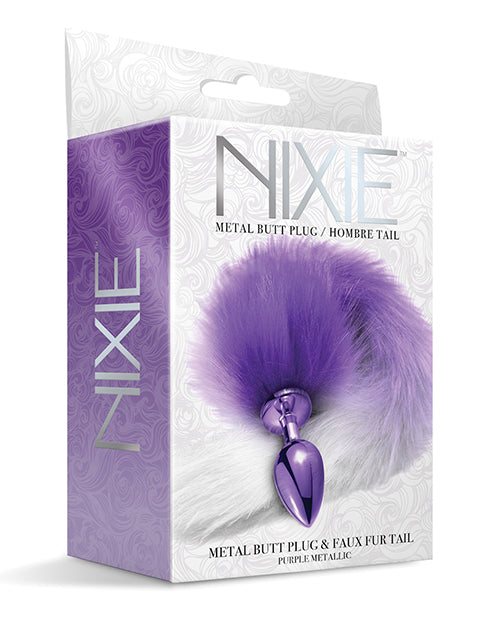 Nixie Metal Butt Plug W-faux Fur Tail - Purple Metallic