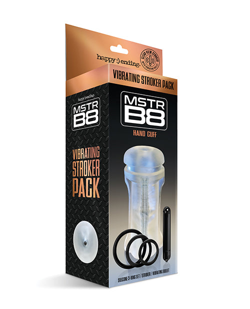 Mstr B8 Vibrating Stroker Pack  Hand Cuff - Kit Of 5 Clear