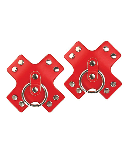 Nipplicious Seducer Leather Pasties W-ring - Red