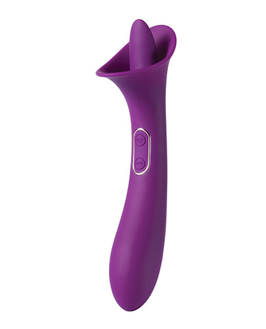 Adele Clit Licking Tongue Vibrator W- G Spot Stimulator - Purple