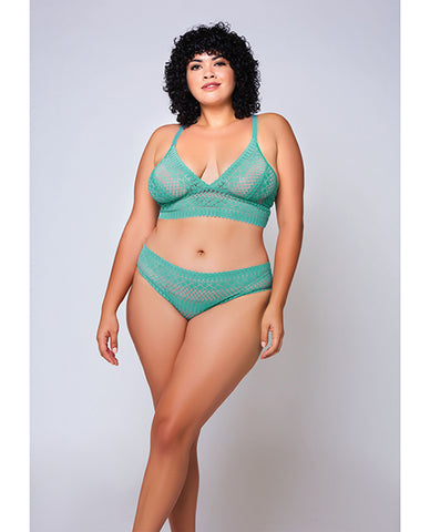 Geometric Lace Bralette & Hipster Teal 1x