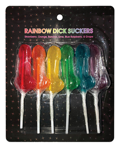 Rainbow Dick Suckers - Asst. Colors-flavors Pack Of 6