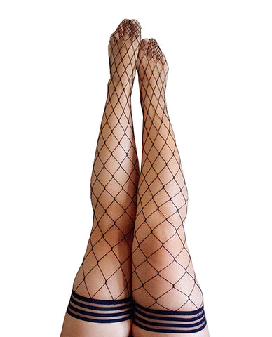 Kix'ies Michelle Large Fishnet Thigh High Black D