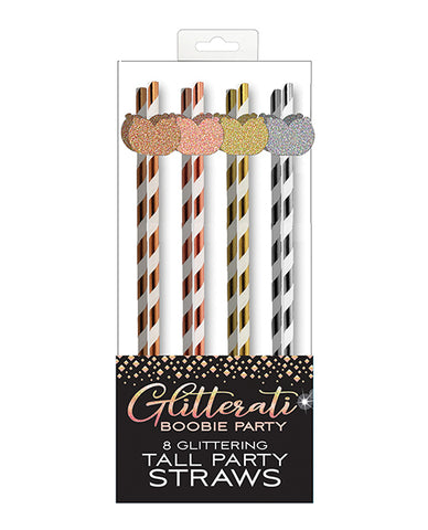 Glitterati Boobie Party Tall Straws - Pack Of 8