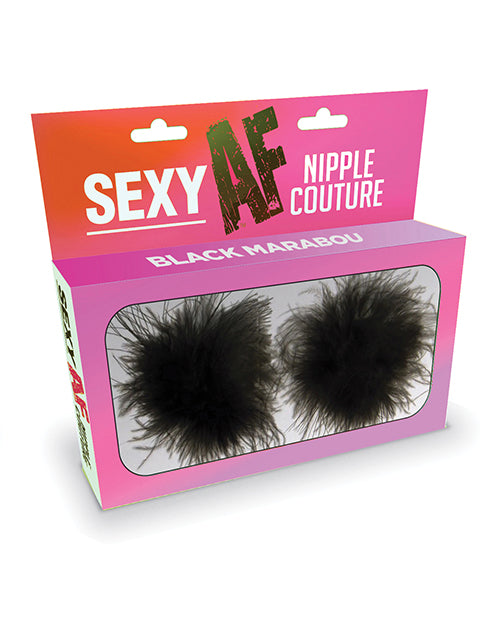 Sexy Af Nipple Couture Marabou Pastie - Black O-s