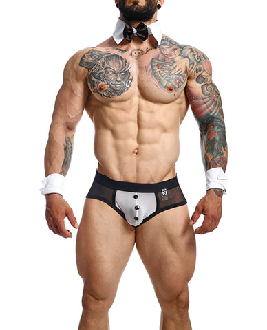Male Basics Mob Maitre D Brief, Bow & French Cuffs Black/white Md