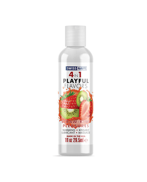 Swiss Navy 4 In 1 Playful Flavors Strawberry Kiwi Pleasure - 1 Oz