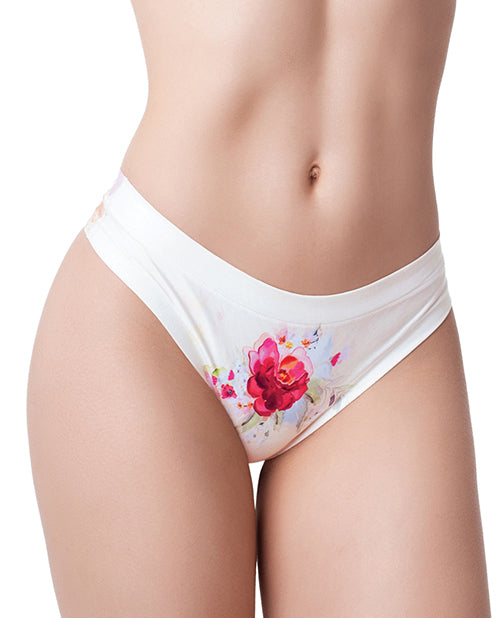 Mememe Flower Power Rose Printed Thong Lg