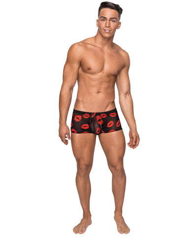 Kiss Me Stretch Mesh Mini Short Blk-rd Md