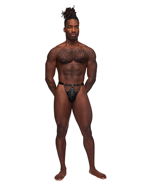 Fetish Jouster Nylon & Spandex Front Ring G-string Black L-xl