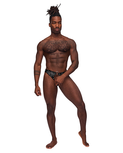 Fetish Cyclops Nylon Spandex Pouchless Jock Strap Black L-xl