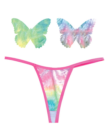 Neva Nude Naughty Knix Rainbow Sherbert Velvet G-string & Pasties - (color Varies) Multi  O-s