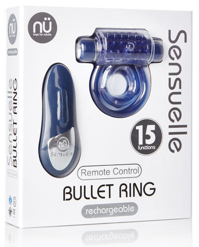 Sensuelle Remote Control Rechageable Bullet Ring - Blue