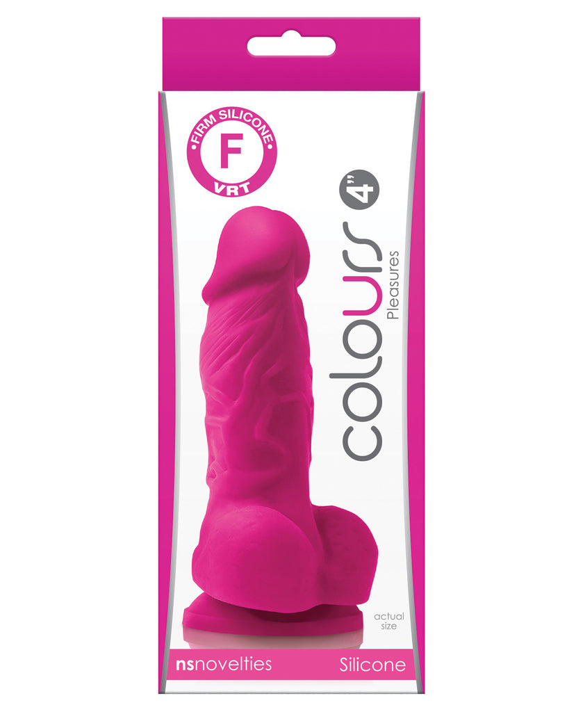 Colours Pleasures 4" Dong W-balls & Suction Cup - Pink