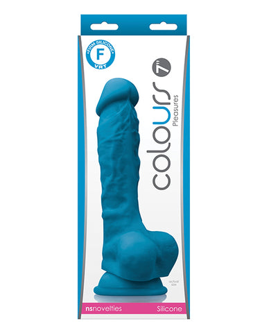 Colours Pleasures 7" Dong W-balls & Suction Cup - Blue