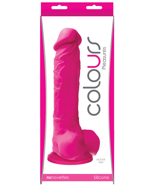 Colours Pleasures Silicone 8" Dildo W-suction Cup - Electric Pink