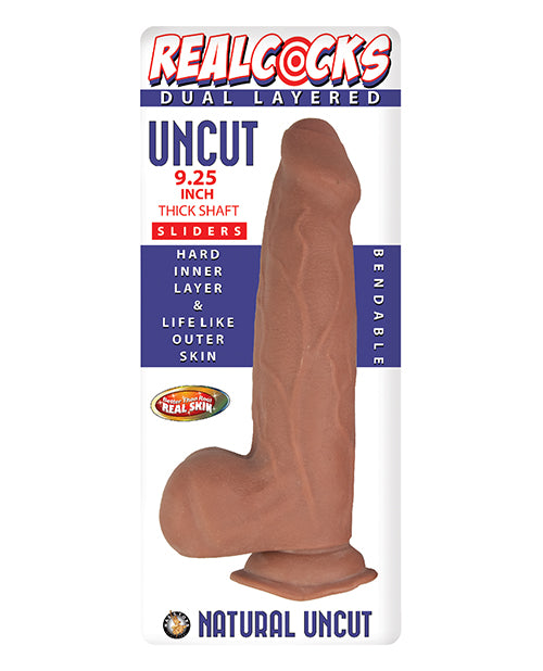 Realcocks Dual Layered Uncut Sliders 9.25" Thick Shaft - Brown