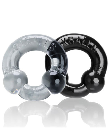 Oxballs Ultraballs Cock Rings - Black-clear Pack Of 2