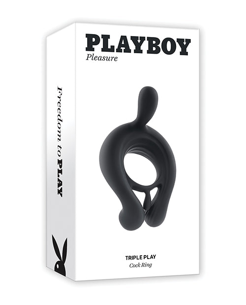 Playboy Pleasure Triple Play Cock Ring  - Black